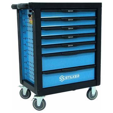 Servante d'atelier 7 tiroirs composée de 164 outils, 770x470x970mm, charge maximale de 300 kg, modules mousse STILKER