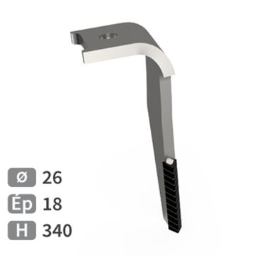 Dent de herse rotative droite avec plaquettes carbure triangulaires, fixation rapide, POTTINGER