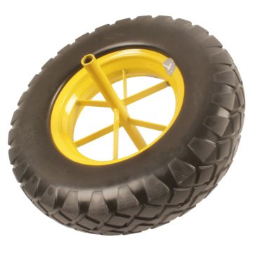 Roue de brouette increvable diamètre 400x90mm charge 150 kg avec axe intégré de 20 mm - s8000