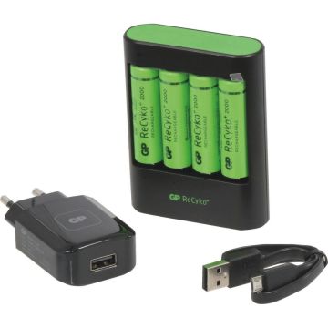 Chargeur USB ultra rapide avec 4 piles rechargeables AA/HR06 2600mAh