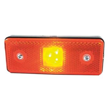 Feu de position à LED 12/24V rectangulaire, catadioptre incorporé, 110x41x10 mm, entraxe 75 mm, à fixer - VRAC