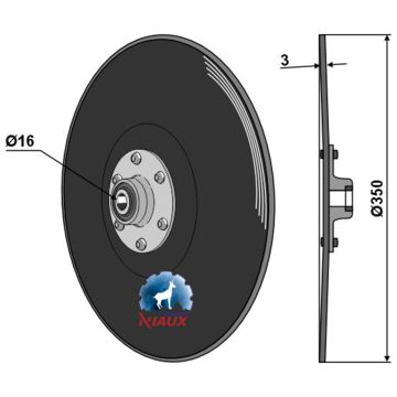 Disque lisse, 350X3, pour semoir KUHN SITERA, K3012520, pièce interchangeable