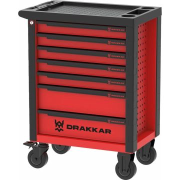 Servante d'atelier 7 tiroirs rouge/noir 765x465x992mm, DRAKKAR