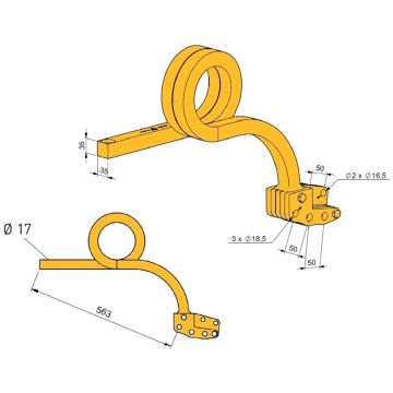 Dent arrière sécurité 3D S35 Flexi gauche, AGRISEM, TCS-SR35-525, pièce origine