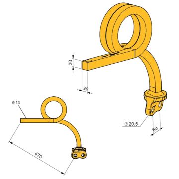 Dent sécurité 3D 30x30mm arrière, pour déchaumeur à disques Disc-O-Mulch, AGRISEM, TCS-SR30-504, pièce origine