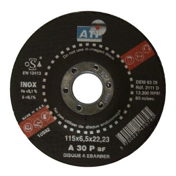 Disque à ébarber INOX, 115 x 6,5 x 22 mm, ATI, qualité industrielle, à l´unité