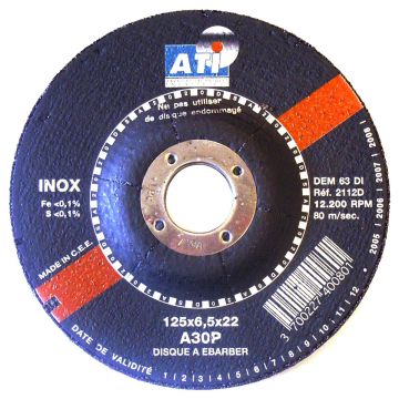 Disque à ébarber INOX, 125 x 6,5 x 22 mm, ATI, qualité industrielle, à l´unité