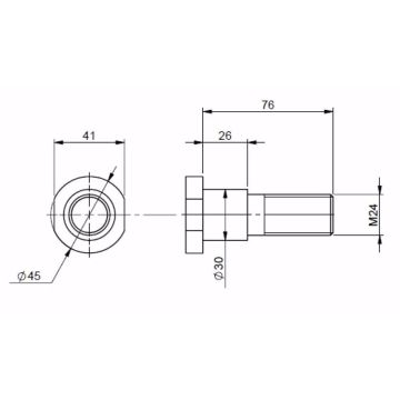 Vis pivot 30mm, filetage M24 x76mm, VPI-509, pour AGRISEM, sans écrou, pièce origine