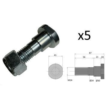 Boîte de 5 boulon de fixation épaulé Ø30 M24x78 pour lame de 20 AGRISEM, BPI-553, pièce origine