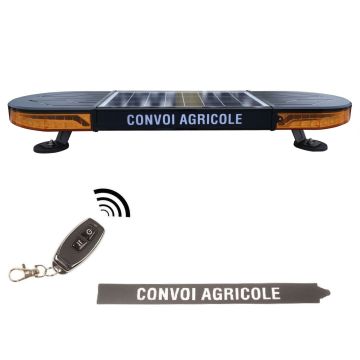 Rampe gyrophare LED solaire, sans fil, convoi agricole, fixation magnétique, homologuée R65-R10