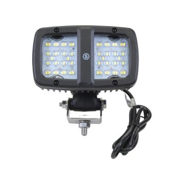 Phare de travail LED carré, 9880 Lumens, 50 LEDs, faisceau large avec support inox