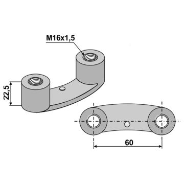 Bride de fixation pour dent D06700/D06701 de herse rotative ALPEGO, BREVIGLIERI, MASCHIO, D12607, MFOA00054, 36100312, 3177293, EB3177293, pièce interchangeable