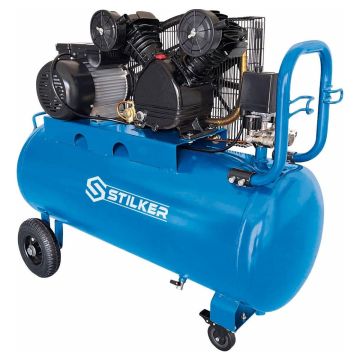 Compresseur à courroie 100 litres, 3CV tête en V, débit 322 l/min, STILKER