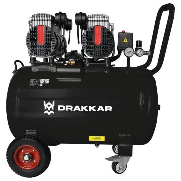 Compresseur silencieux mobile, 100L, 8bar, 4CV, 230V, 51428, DRAKKAR