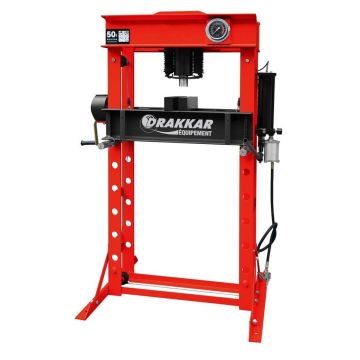 Presse d'atelier 50T, manuelle et pneumatique, bâti soudé, course du vérin 190 mm, DRAKKAR