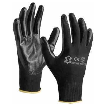Gants de manutention haute dextérité, noir, enduit nitrile, taille XL (10)