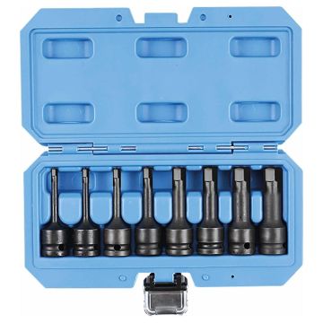 Coffret de 8 douilles à choc embouts 6 pans 1/2" de H5 àH19, STILKER