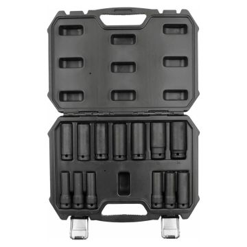 Coffret de 13 douilles à chocs 1/2" longues de 10 à 24mm, DRAKKAR