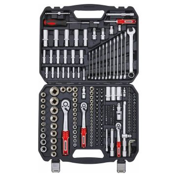 Coffret de 219 pièces - douilles 1/4", 3/8" et 1/2", acier chrome vanadium S2, DRAKKAR