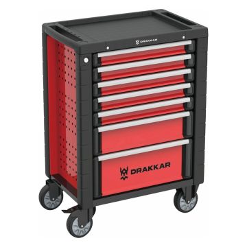 Servante d'atelier 7 tiroirs, avec 176 outils, modules carbone, charge maxi 300 kg, DRAKKAR