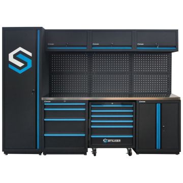 Mobilier d'atelier 4 éléments servante avec plan de travail en inox 38mm, STILKER