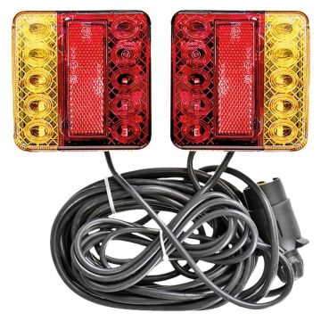 Kit de signalisation LED magnétique 2,50 mètres entre feux, câble 4m - 5x0,4mm, avec fiche 7 plots, cabochon rouge/orange