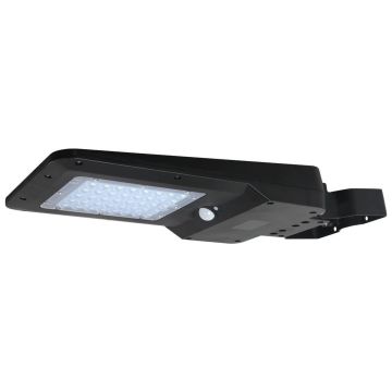 Lampadaire solaire LED 1600 lumens 15W avec détecteur, autonomie 30h