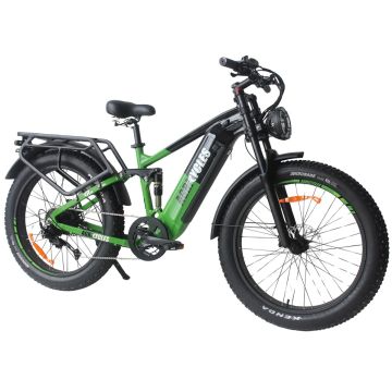 Vélo électrique polyvalent CR26 noir et vert, 750W-250W 20Ah, autonomie 90 km, AGRICYCLES