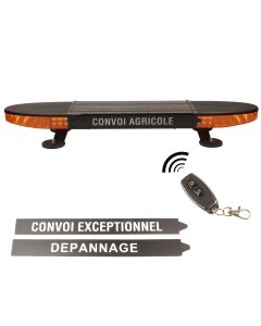 Rampe gyrophare LED sans fil, convoi agricole, fixation magn&eacute;tique, homologu&eacute;e R65-R10