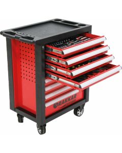 Servante d'atelier 8 tiroirs avec 176 outils, 4 modules mousse finition carbone pleins, DRAKKAR