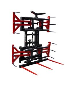 Pince &agrave; balles verticale grand mod&egrave;le, 2 griffes &agrave; 6 doigts et fourche &agrave; balle 3 dents pour chargeur et t&eacute;lescopique, MANUTOSORE